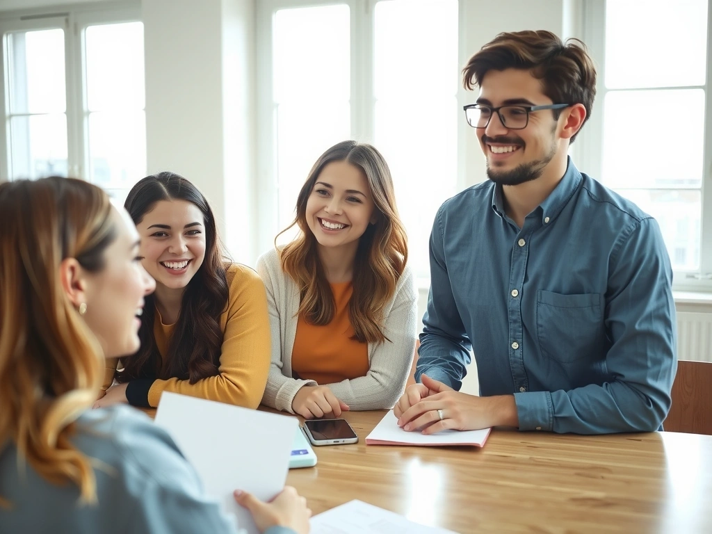 Students practicing English